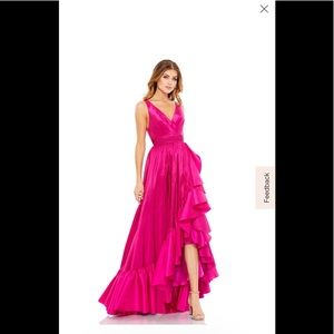 V Neck Taffeta High Low Dress